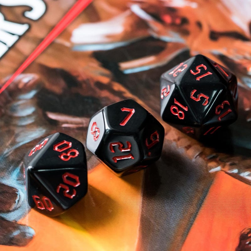 Poludie 6 Sets DND Dice, Polyhedral Dice Set (42pcs) with Leather Dice Bag, D&D Dice Set for Dungeons and Dragons, RPG Table Games (Sickle Font Black Series) - Image 4